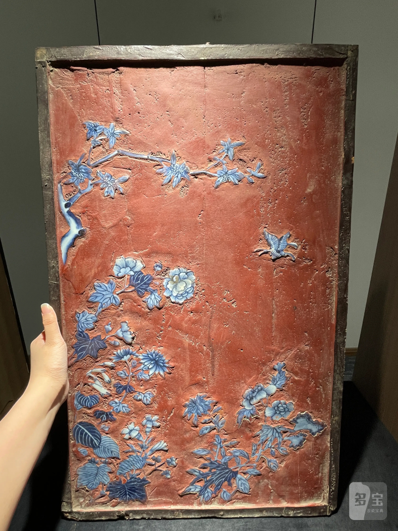 清乾隆 唐英风格青花花卉纹挂屏 - 图2